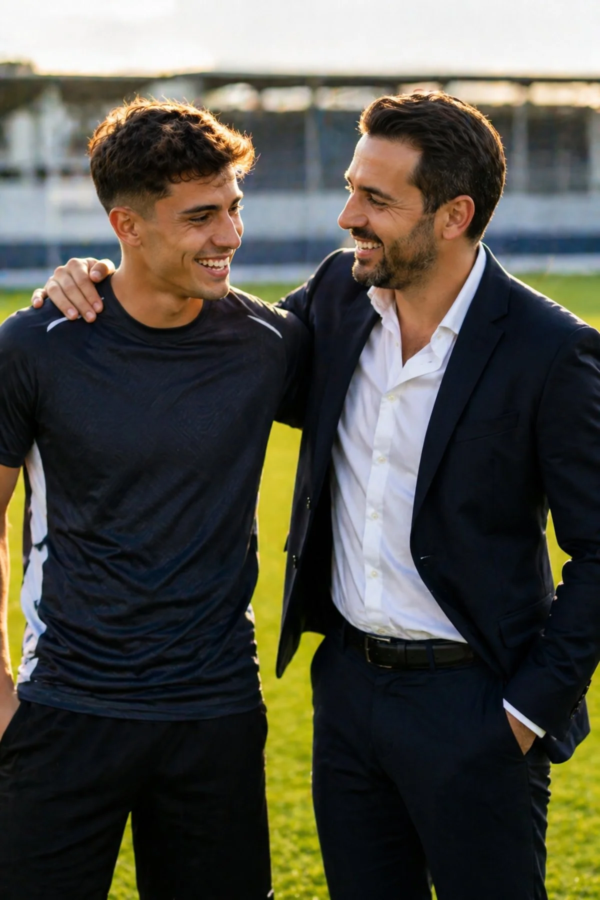 Jugador y representante de club en contexto deportivo real
